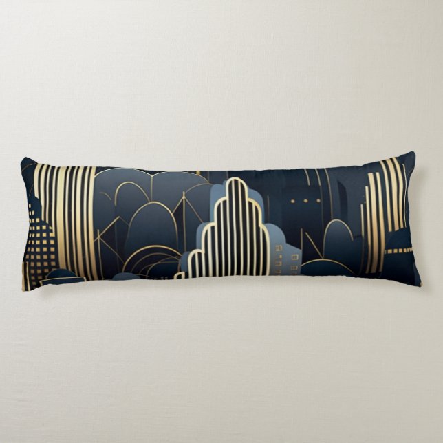 Urban Silhouette in Art Deco Body Pillow (Back)