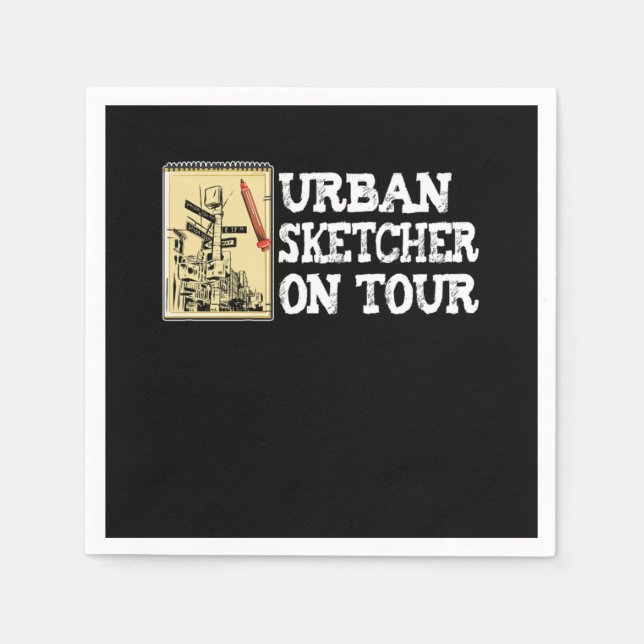 Urban Sketcher Sketching Artists Drawing Painting Napkin (Front)