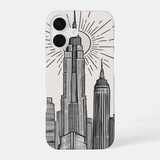 Urban skyline  iPhone 16 case (Back)
