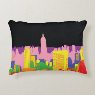 Urban Skyline: Night Rainbow Decor. Accent Pillow