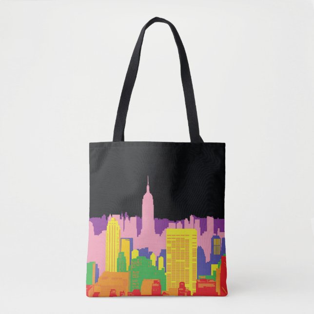 Urban Skyline: Night Rainbow Decor. Tote Bag (Front)