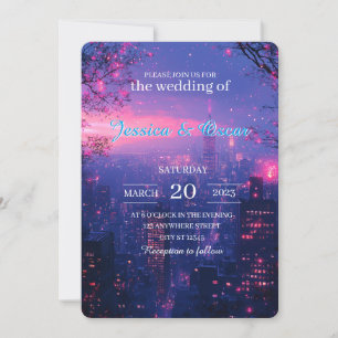Urban Skyline with Twilight Hues Wedding Invitation