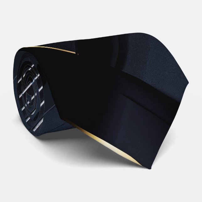 Urban Sophistication - Black Coal, Gray and Gold Tie (Rolled)