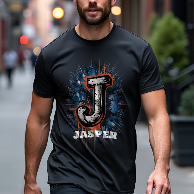 Urban Spray Paint Monogram "J" Customizable T-Shirt (Creator Uploaded)