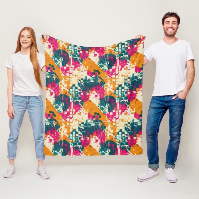 Urban Street Art Abstract Colour Block Pattern Fleece Blanket (In Situ)