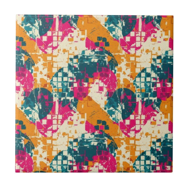 Urban Street Art Abstract Colour Block Pattern Tile (Front)