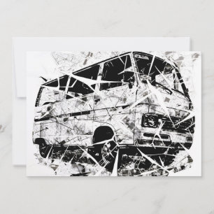 Urban Street Art Abstract Shattered Vintage Van Announcement