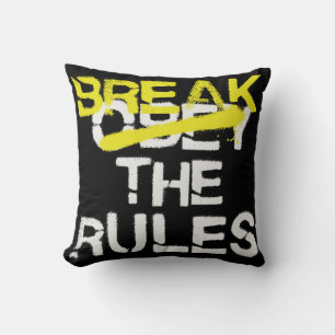 Urban street art break the rules stencil graffiti  throw pillow