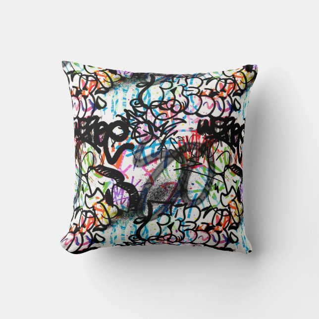 Urban street art Graffiti art pattern Throw Pillow (Front)