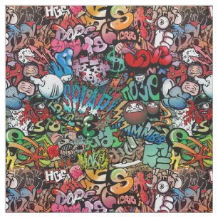 Urban street art Graffiti characters pattern Fabric
