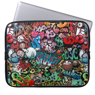 Urban street art Graffiti characters pattern Laptop Sleeve