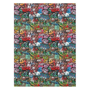 Urban street art Graffiti characters pattern Tablecloth