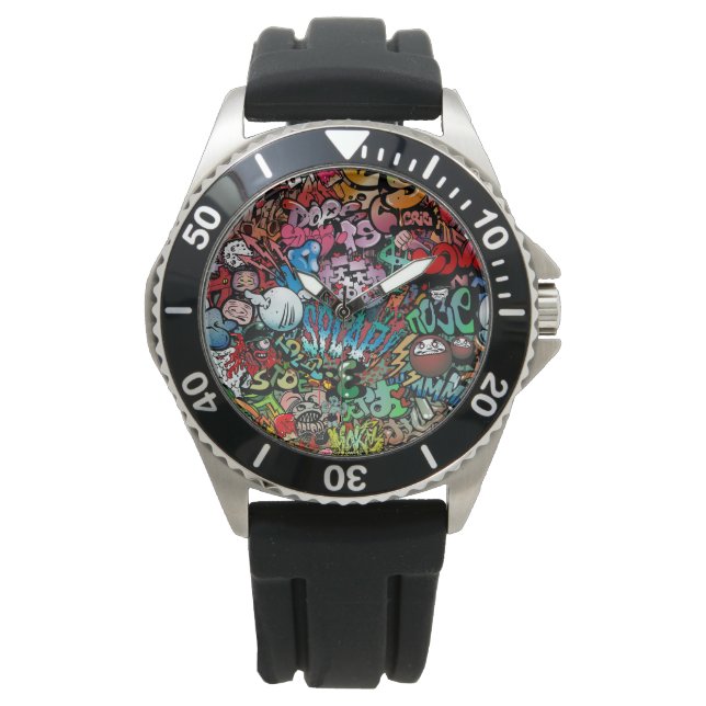 Urban street art Graffiti characters pattern Watch (Front)