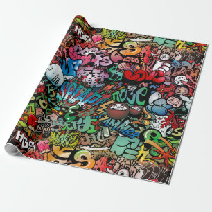 Urban street art Graffiti characters pattern Wrapping Paper