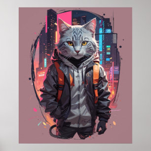 Urban Street Cat Design Poster
