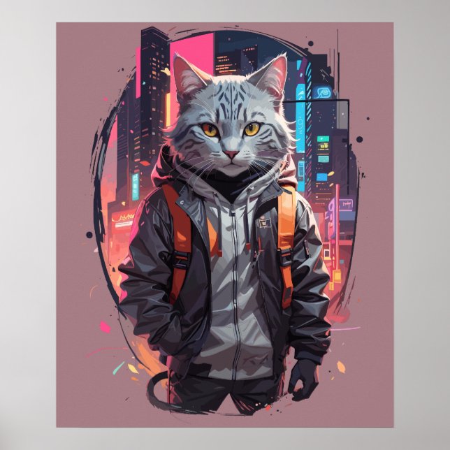 Urban Street Cat Design Poster (Front)