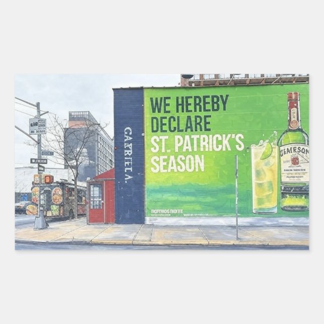 Urban Street Scene with St. Patrick’s Season Mural Sticker (Front)