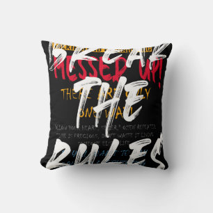 Urban street style Break the rules slogan print wi Throw Pillow