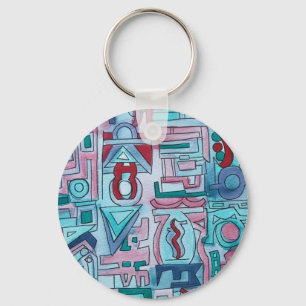 Urban Street Two-Funky Abstract Geometric Art Keychain