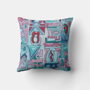 Urban Street Two-Funky Abstract Geometric Art Throw Pillow