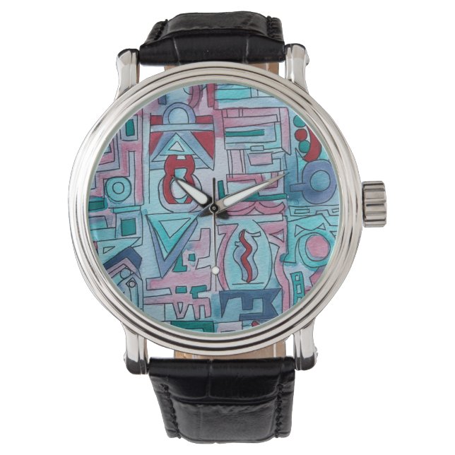 Urban Street Two-Funky Abstract Geometric Art Watch (Front)