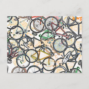urban style bicycle pattern postcard