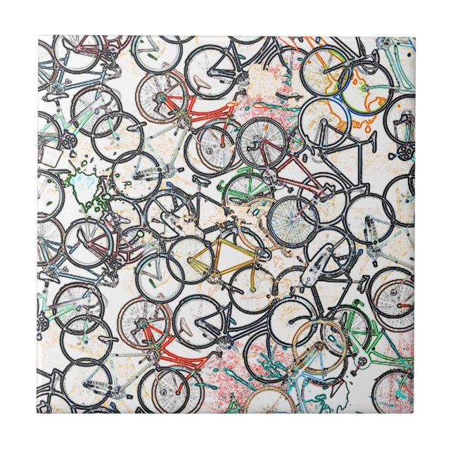 urban style bicycle pattern tile (Front)