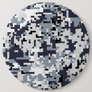 Urban Style Silver Digital Camouflage 6 Inch Round Button