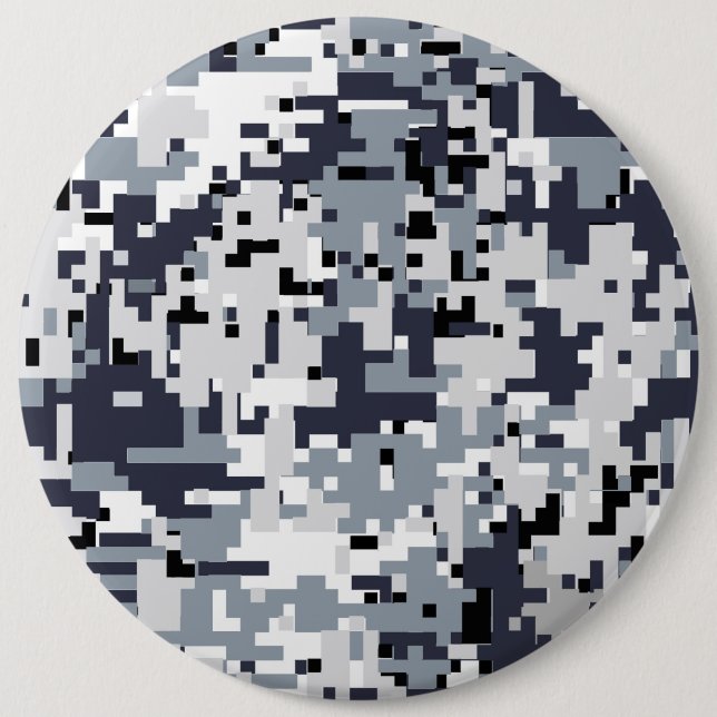 Urban Style Silver Digital Camouflage 6 Inch Round Button (Front)