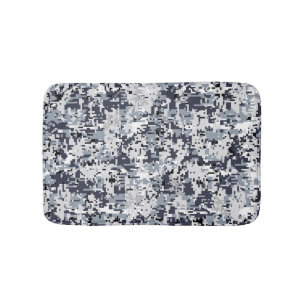 Urban Style Silver Grey Digital Camouflage Bath Mat