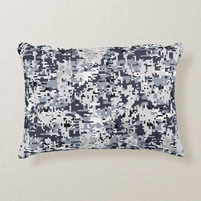 Urban Style Silver Grey Digital Camouflage Decorative Pillow (Front)
