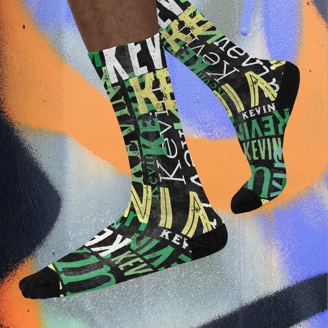 Urban Style Typography Distressed Modern Fonts Socks (cool typography)