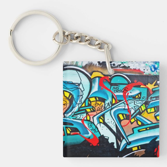 Urban subway graffiti art keychain (Front)
