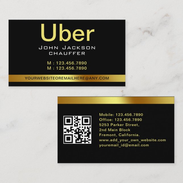 Urban Taxi Driver Chauffeur Yellow stripe QR CODE Business Card (Front/Back)
