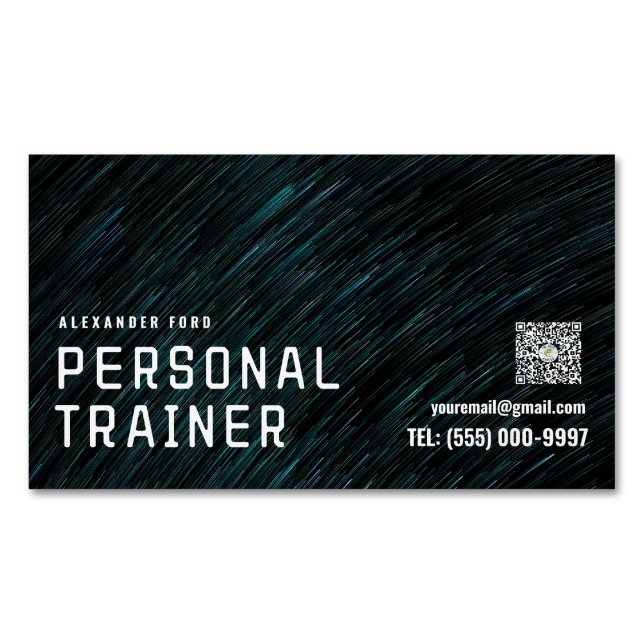 Urban texture background green Personal Trainer  Magnetic Business Card (Front)