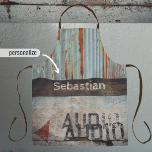 Urban-themed loft style audiophile music lover apron