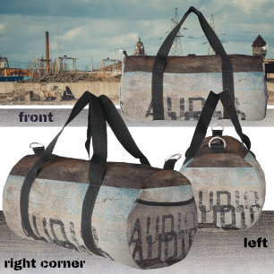 Urban-themed loft style audiophile music lover duffle bag