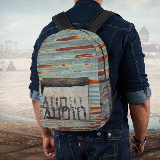 Urban-themed loft style audiophile music lover   printed backpack (Creator Uploaded)