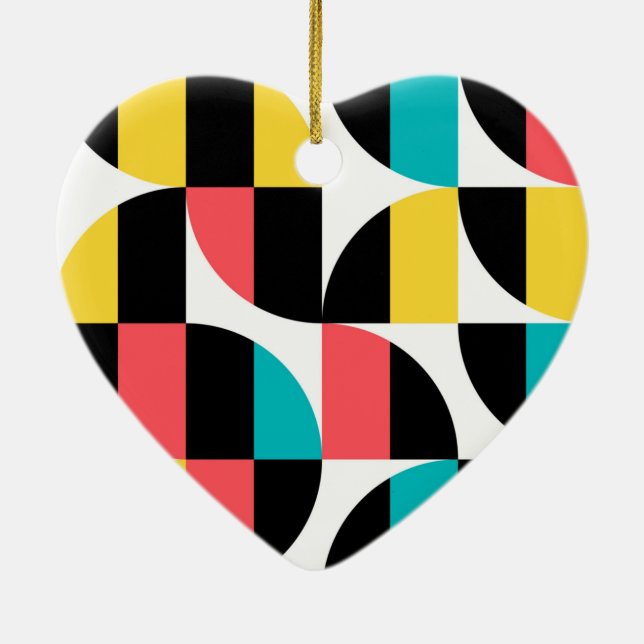 Urban, trendy, colorful, modern graphic pattern ceramic ornament (Back)