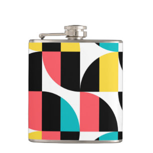 Urban, trendy, colourful, modern graphic pattern hip flask