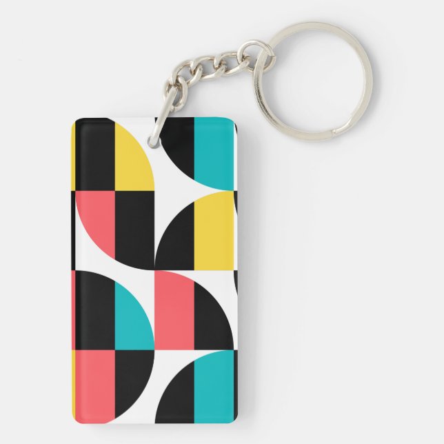 Urban, trendy, colourful, modern graphic pattern keychain (Back)