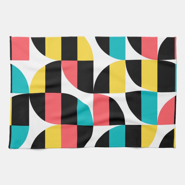Urban, trendy, colourful, modern graphic pattern kitchen towel (Horizontal)
