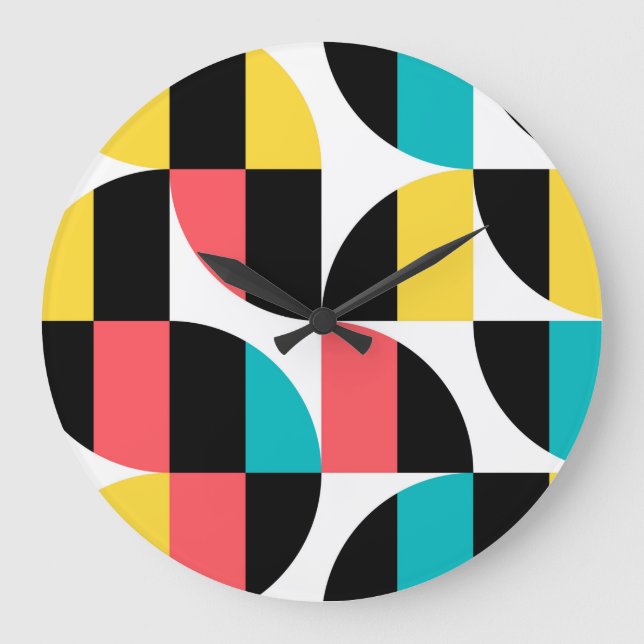 Urban, trendy, colourful, modern graphic pattern large clock (Front)