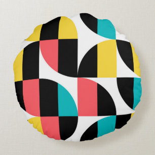 Urban, trendy, colourful, modern graphic pattern round pillow