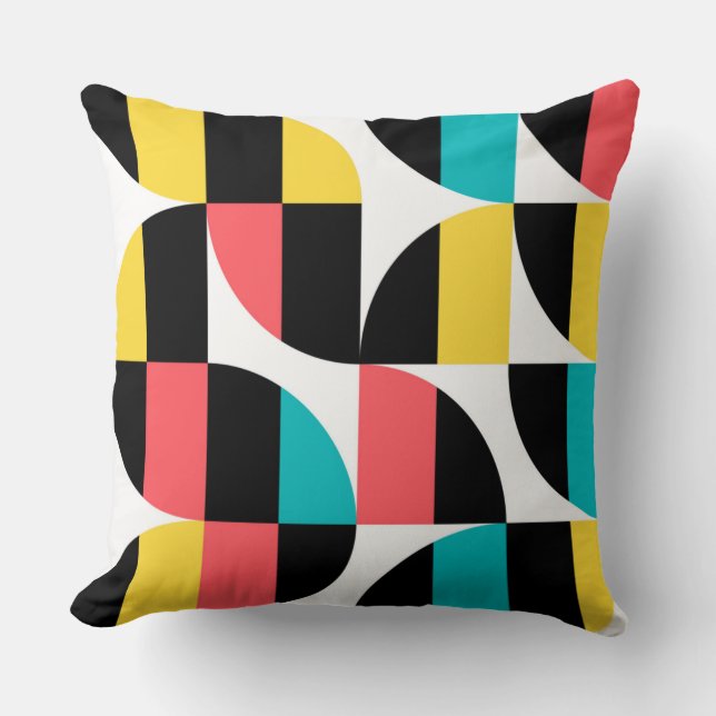 Urban, trendy, colourful, modern graphic pattern throw pillow (Front)