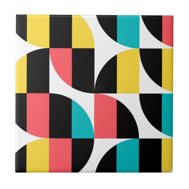 Urban, trendy, colourful, modern graphic pattern tile (Front)