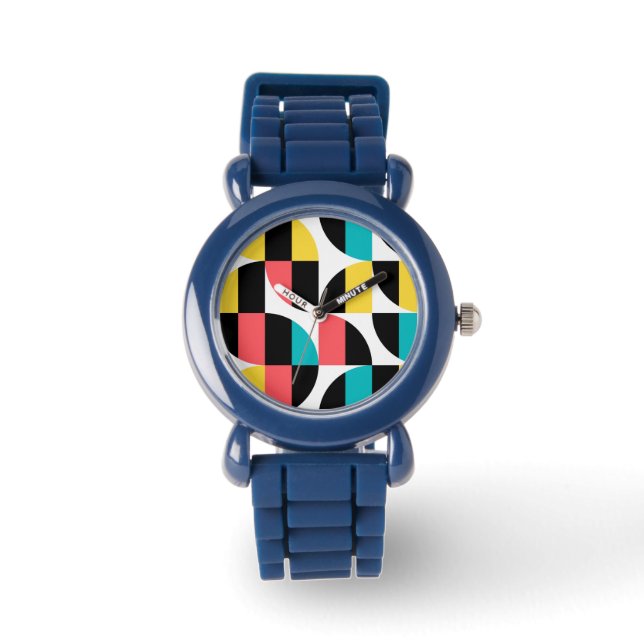 Urban, trendy, colourful, modern graphic pattern watch (Front)