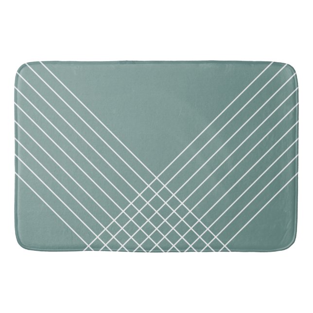 Urban Trendy Geometric Sage Green Bath Mat (Front)