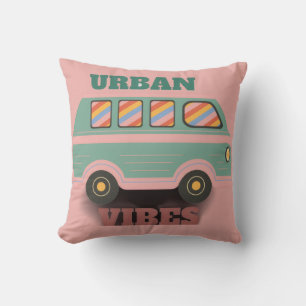 Urban Vibes Retro Van Graphic Throw Pillow