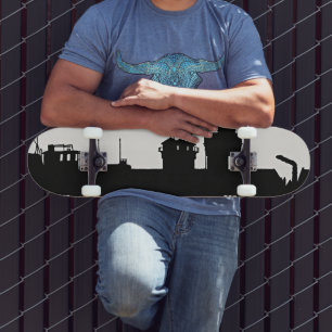 Urban Vintage Skateboard - Bold Black & White Art
